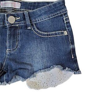 White Eyelet and Denim Shorts No Boundaries Low Rise Juniors Size 1 NEW